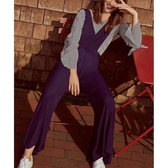 Anthropologie by Maeve Women’s Wide-Leg Jumpsuit blue sz 2 - Picture 2 of 16